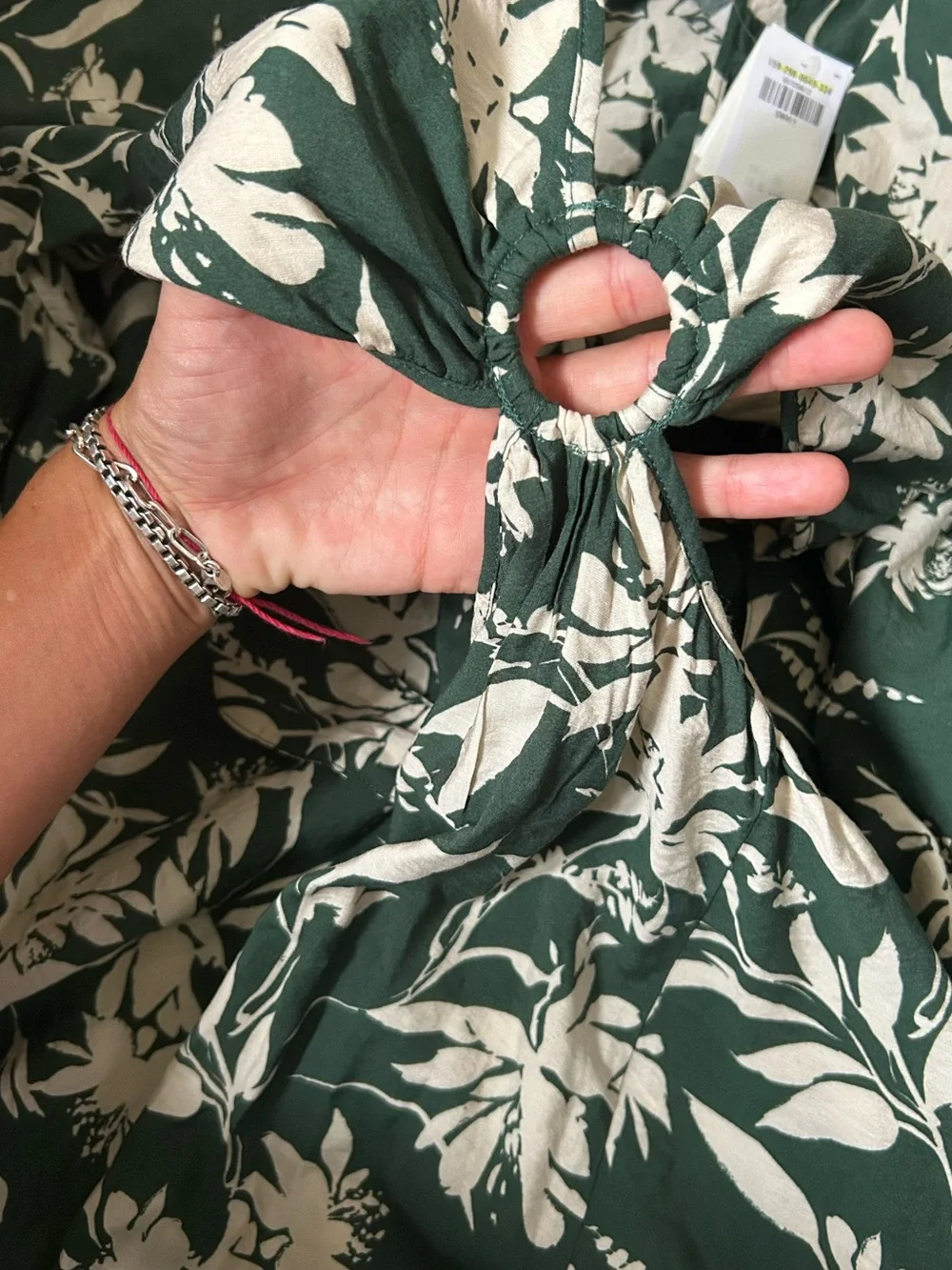NWT Abercrombie & Fitch Maxi Dress S Long Sleeve Plunge Cutout Green Floral